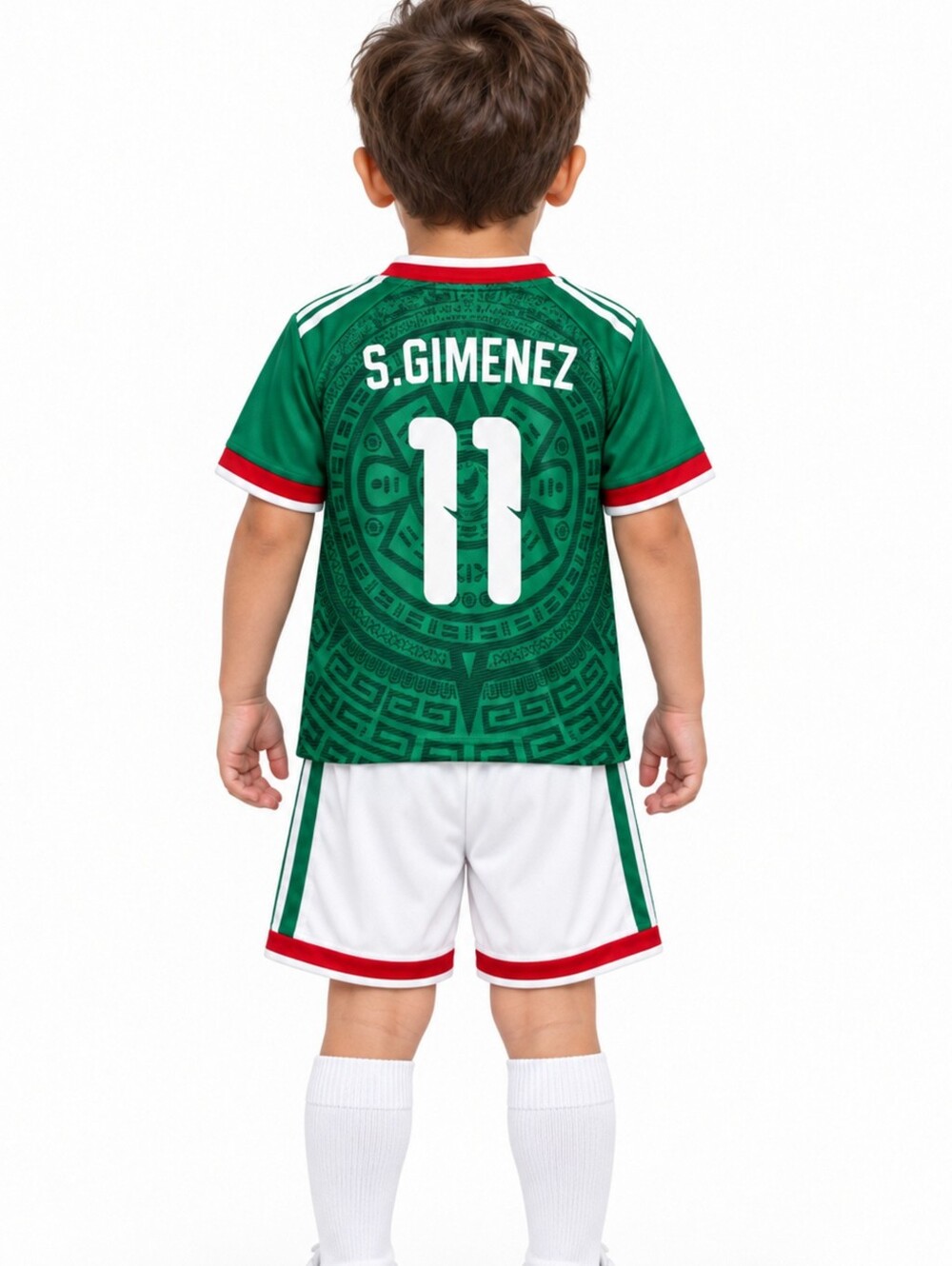 Kids Mexico Santiago Gimenez #11 Soccer Jersey Shorts Set Youth Green Unisex